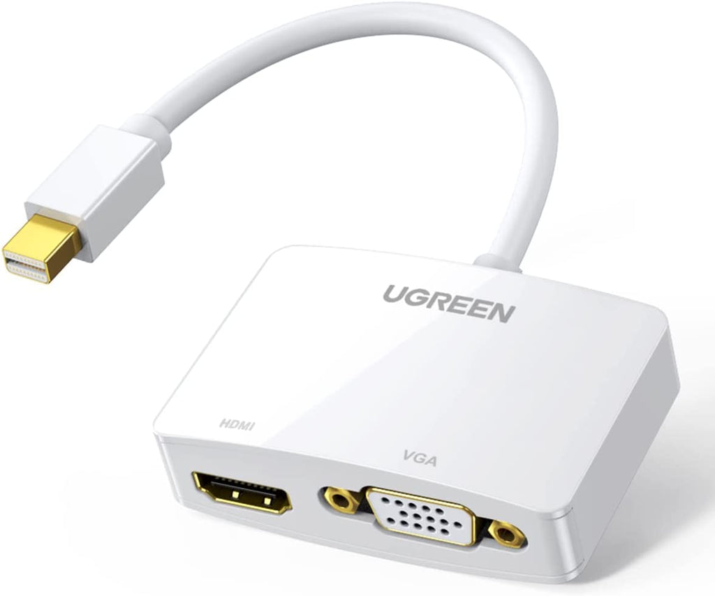 UGREEN Mini Displayport to HDMI VGA Adapter, 4K Thunderbolt 2 Adapter 2 in 1 Mini DP Converter Compatible with Macbook Pro Macbook Air Imac Surface Pro 1 2 3 4 6 Surface Laptop 2 Thinkpad X1, White