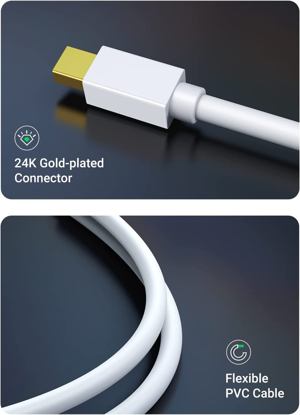 UGREEN Mini Displayport to HDMI VGA Adapter, 4K Thunderbolt 2 Adapter 2 in 1 Mini DP Converter Compatible with Macbook Pro Macbook Air Imac Surface Pro 1 2 3 4 6 Surface Laptop 2 Thinkpad X1, White
