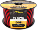 16 Gauge Wire 100Ft Oxygen Free, OFC Pure Copper Electrical 12V Low Voltage Speaker Wire Spool, 16AWG for Electric, Automotive, Trailer, Stereo, RC, Car, Home Theater, LED, Lamp Wiring