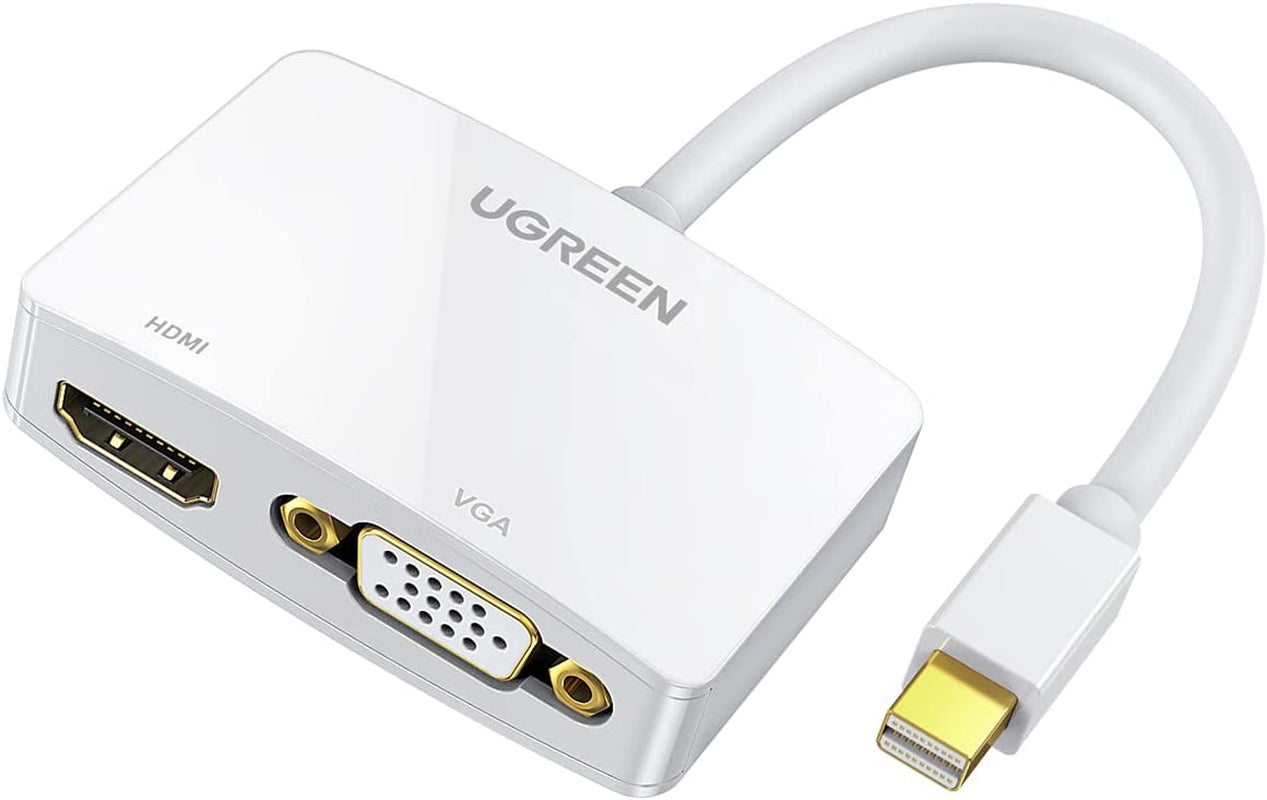 UGREEN Mini Displayport to HDMI VGA Adapter, 4K Thunderbolt 2 Adapter 2 in 1 Mini DP Converter Compatible with Macbook Pro Macbook Air Imac Surface Pro 1 2 3 4 6 Surface Laptop 2 Thinkpad X1, White